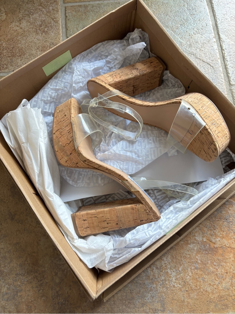 Steve Madden Nude Cork Wedge Sandals - Picture 2 of 5